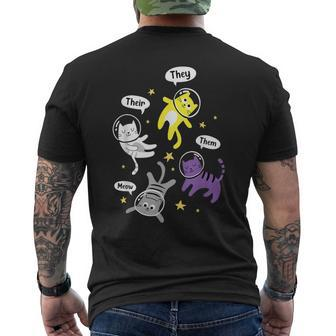 Nonbinary Space Kittens Cats They Them Enby Ally Lgbt Pride Men's T-shirt Back Print - Monsterry AU