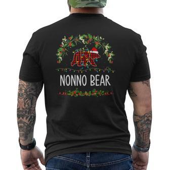 Nonno Bear Xmas Family Christmas Pajama Red Plaid Grandpa Mens Back Print T-shirt | Mazezy