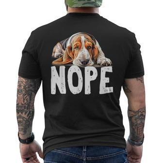 Nope Lazy Dog Basset Hound Men's T-shirt Back Print | Mazezy