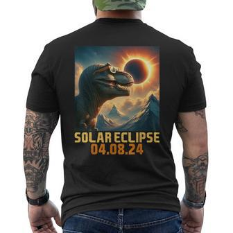North America T Rex Dinosaur Glasses Solar Eclipse 4 08 24 Men's T-shirt Back Print - Monsterry AU