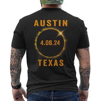 North America Total Solar Eclipse 2024 Austin Texas Souvenir Men's T-shirt Back Print - Monsterry