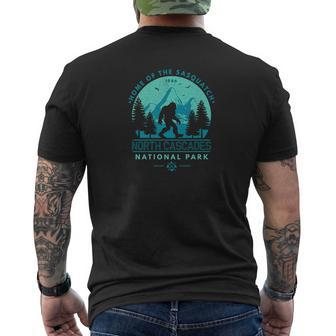North Cascades Home Of The Sasquatch Bigfoot Cascadia Mens Back Print T-shirt - Thegiftio UK