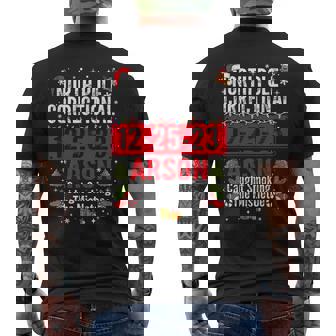 North Pole Correctional Arson Caught Smoking The Mistletoe Men's T-shirt Back Print - Thegiftio