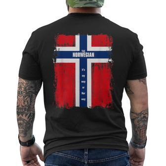 The Norwegian My Way Or Norway Proud Norge Flag Men's T-shirt Back Print - Monsterry AU