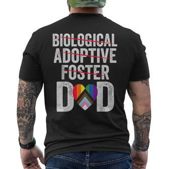 Not Biological Adoptive Foster Dad Fathers Day Lgbtq Pride Men's T-shirt Back Print - Monsterry
