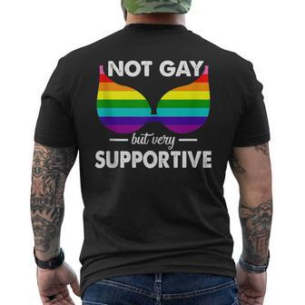 Not Gay But Very Supportive Lgbt Straight Bra Meme Men's T-shirt Back Print - Monsterry DE