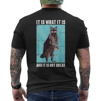 It Is What It Is And It Is Not Great Raccoon Meme Men's T-shirt Back Print - Monsterry AU