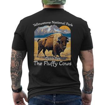 Do Not Pet The Fluffy Cows Yellowstone National Park Vintage Men's T-shirt Back Print - Thegiftio UK