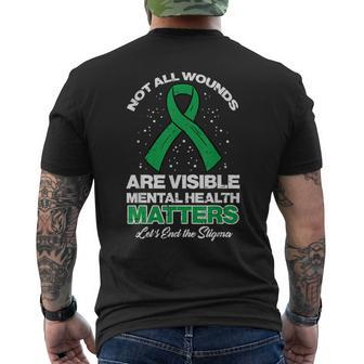 Not All Wounds Visible Mental Health Matters Aware Women Men's T-shirt Back Print - Monsterry