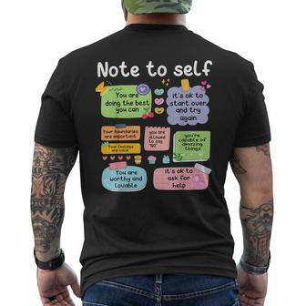 Note To Self Positive Energy Encouragement Print Men's T-shirt Back Print | Mazezy