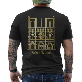 Notre Dame De Paris Historic Cathedral Gold Foil Men's T-shirt Back Print - Monsterry DE