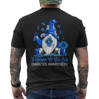 In November We Wear Blue Gnomes Gnomies Diabetes Awareness Mens Back Print T-shirt - Thegiftio UK