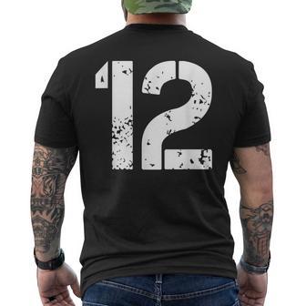 Number 12 Varsity Team 12Th Birthday & Twelve Years Old Men's T-shirt Back Print - Monsterry CA