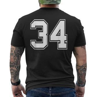 Number 34 Baseball Football Soccer Birthday Men's T-shirt Back Print - Monsterry DE