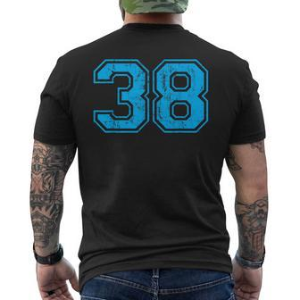 Number 38 Varsity Distressed Vintage Sport Team Player's Men's T-shirt Back Print - Monsterry DE