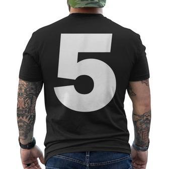 Number 5 Big Bold White Numeral Group Men's T-shirt Back Print - Monsterry