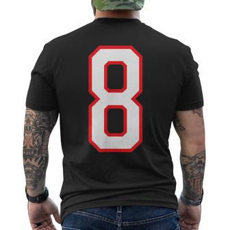 Number 8 Eight Sports Jersey White Red Birthday Number Men's T-shirt Back Print | Seseable CA