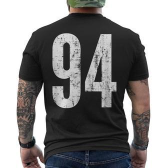 Number 94 Ninety Four Distressed Vintage Sport Team Player's Men's T-shirt Back Print - Monsterry