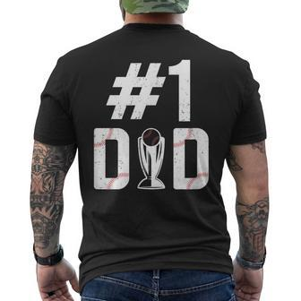 Number One Baseball Dad For Fathers Day 1 Daddy Sports Men's T-shirt Back Print - Thegiftio UK