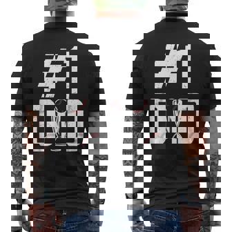 Number One Baseball Dad For Fathers Day 1 Daddy Sports Men's T-shirt Back Print - Thegiftio
