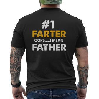 Number One Farter Oops I Mean Father Mens Back Print T-shirt | Mazezy