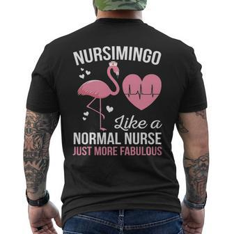 Nursimingo Pink Flamingo Nurse Men's T-shirt Back Print | Mazezy