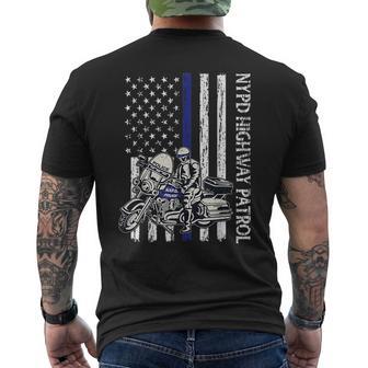 Nypd Highway Patrol Police Officer Law Enforcement Us Flag Men's T-shirt Back Print - Monsterry