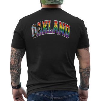 Oakland Arched Style Text Progress Pride Pattern Men's T-shirt Back Print - Monsterry