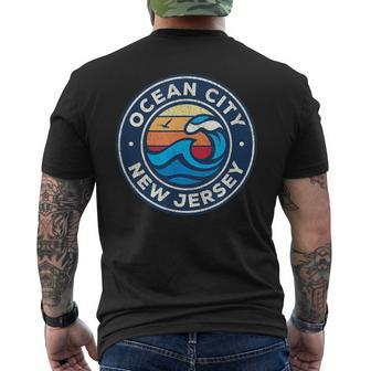 Ocean City New Jersey Nj Vintage Nautical Waves Men's T-shirt Back Print - Monsterry