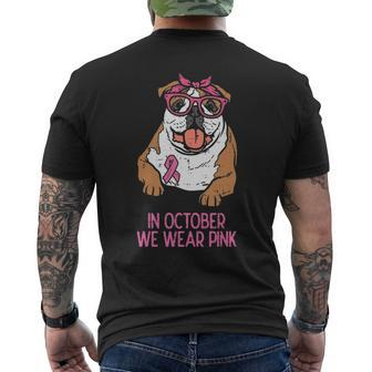 October We Wear Pink English Bulldog Breast Cancer Awareness Men's T-shirt Back Print | Mazezy DE