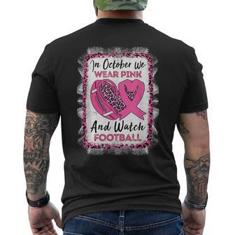In October We Wear Pink Football Breast Cancer Awareness Mens Back Print T-shirt - Thegiftio