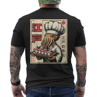 Octopus Chef Sushi Japanese Anime Kawaii Men's T-shirt Back Print - Monsterry CA