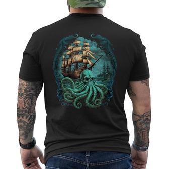 Octopus Kraken Pirate Ship Sailing Men's T-shirt Back Print - Monsterry DE