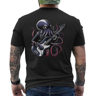 Octopus Playing Bass Guitar Octopus Electric Guitar Men's T-shirt Back Print | Mazezy