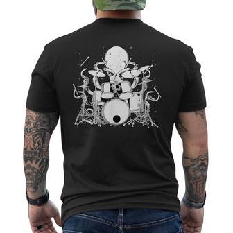 Octopus Playing Drums Drummer Musician Band Men's T-shirt Back Print - Monsterry