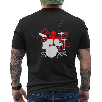 Octopus Playing Drums Drummer Musician-Octopus Lover Men's T-shirt Back Print - Monsterry DE