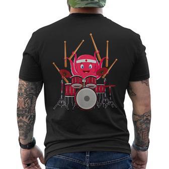 Octopus Playing Drums Music Musician Band Octopus Drummer Men's T-shirt Back Print - Monsterry UK