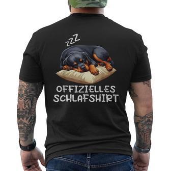 Offizielles Schlaf Rottweiler Hund Hundeliebhaber Hunde T-Shirt mit Rückendruck - Geschenkecke