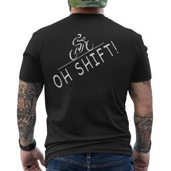 Oh Shift Fun Bike Lovers Distressed Riding Bicycle Men's T-shirt Back Print - Monsterry