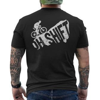 Oh Shift Mountain Biking Bicycle Bike Rider Cyclist Men's T-shirt Back Print | Mazezy