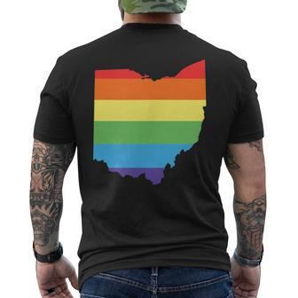 Ohio Gay Pride Flag In State Shape Lgbtq Ohioans Men's T-shirt Back Print - Monsterry CA