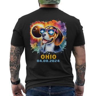 Ohio Total Solar Eclipse 2024 Beagle Dog Colorful Men's T-shirt Back Print | Mazezy