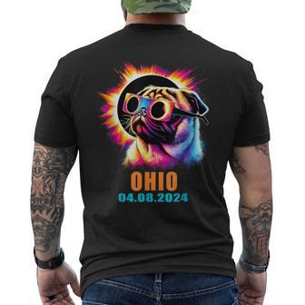 Ohio Total Solar Eclipse 2024 Pug Dog With Glasses Men's T-shirt Back Print | Mazezy DE