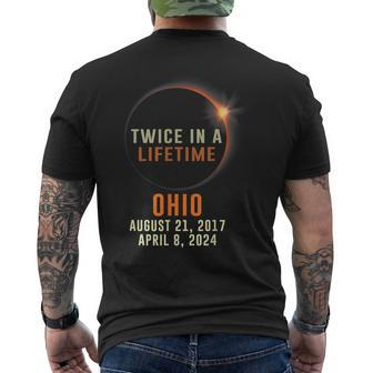 Ohio Total Solar Eclipse 2024 Twice In A Lifetime Men's T-shirt Back Print | Mazezy