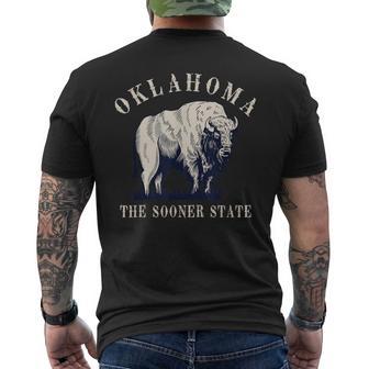 Oklahoma The Sooner State American Bison Buffalo Vintage Men's T-shirt Back Print - Monsterry UK