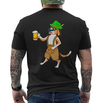 Oktoberfest Dog Puppy Beer Pretzel Men's T-shirt Back Print - Monsterry