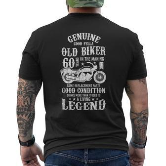 Old Biker 60Th Birthday Motorcycles Bike Graphic Men's T-shirt Back Print - Thegiftio UK