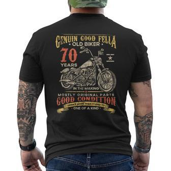 Old Biker 70 Years In The Making 70Th Birthday Biker Men's T-shirt Back Print - Thegiftio UK