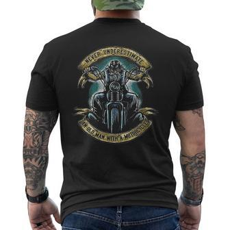 Old Biker Never Underestimate An Old Man With A Motorcycle Mens Back Print T-shirt - Thegiftio UK