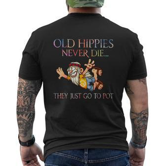 Old Hippie Never Die Mens Back Print T-shirt - Thegiftio UK